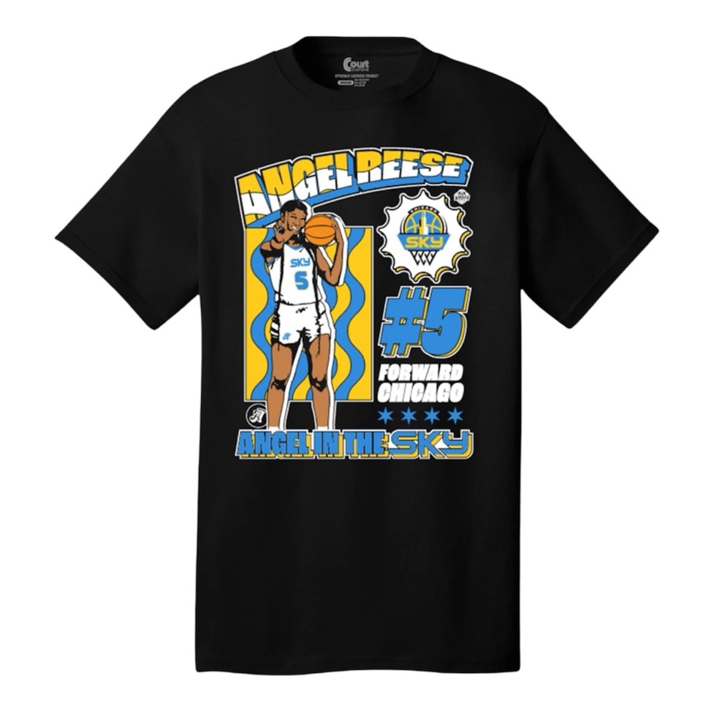 Chicago Sky Angel Reese WNBA Basketball Black T Shirt Unisex Adult Size XL